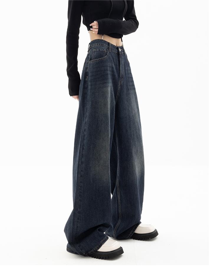 Women's Dark Blue 90s Style Baggy Boyfriend Jeans