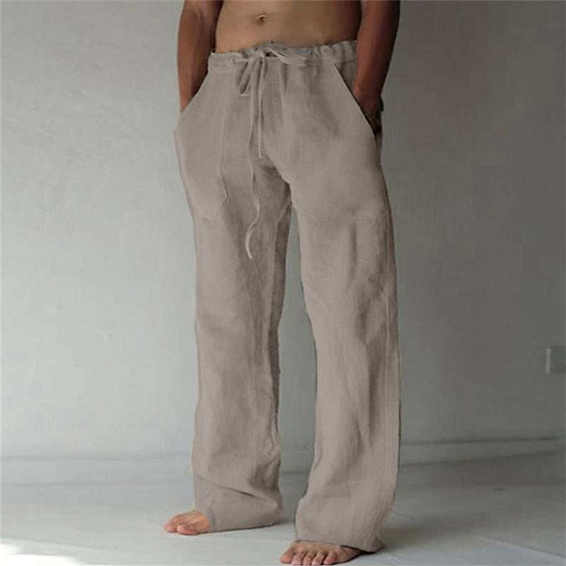 Men's Lightweight Linen Drawstring Pants for Summer