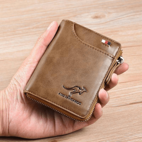 Men's Vintage Minimalist Wallet | Card Holder with Clear ID Window