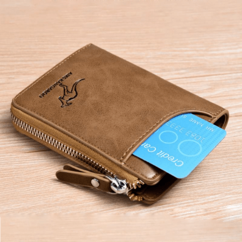Men's Vintage Minimalist Wallet | Card Holder with Clear ID Window