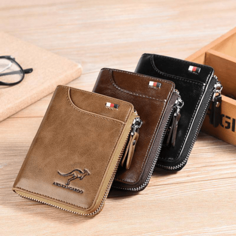Men's Vintage Minimalist Wallet | Card Holder with Clear ID Window