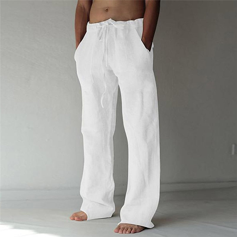Men's Lightweight Linen Drawstring Pants for Summer