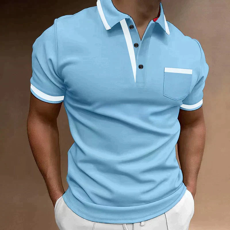 Men's Short Sleeve Golf Polo Shirt with Chest Pocket