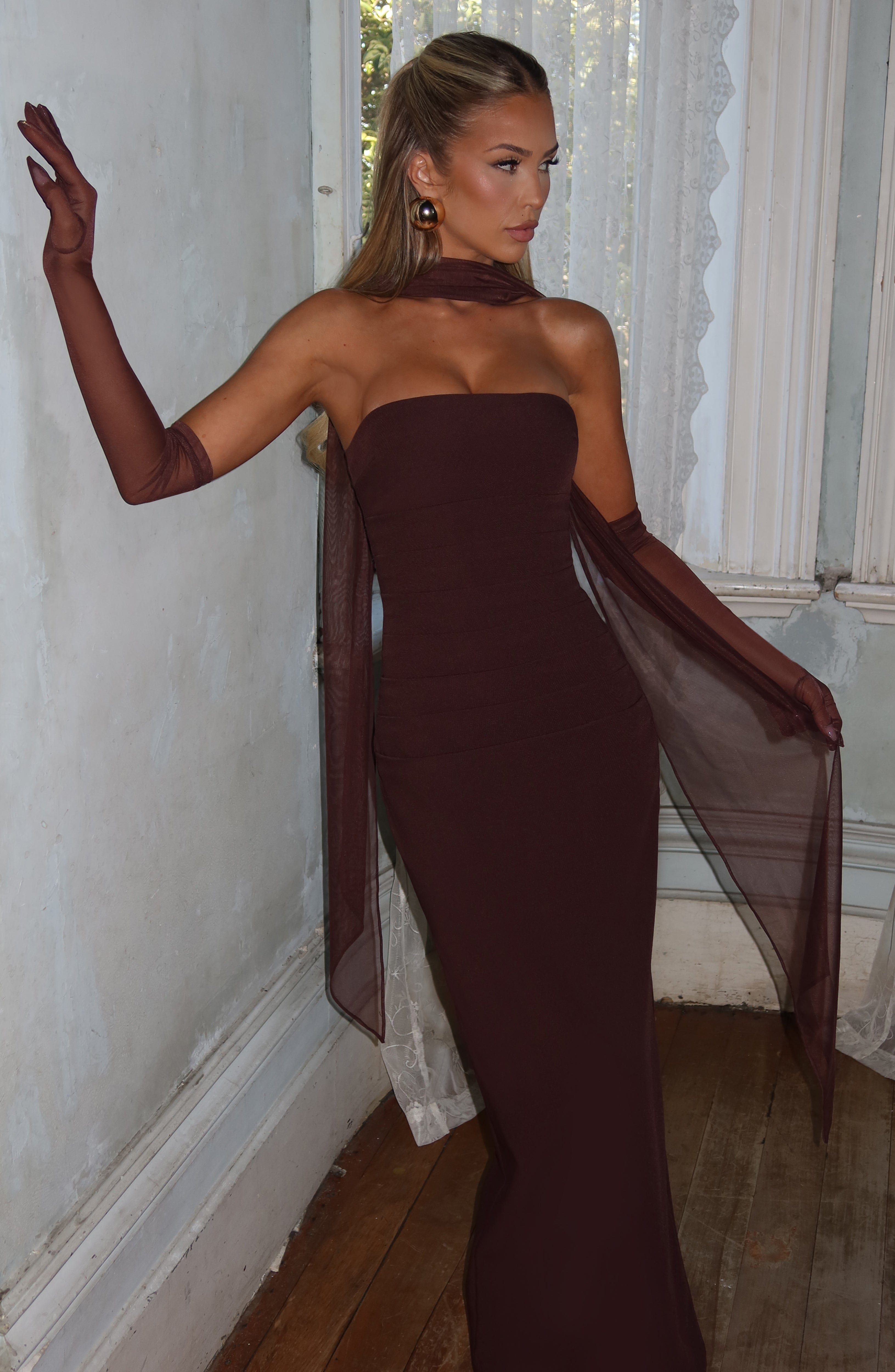 Ana Sofía Maxi Dress- Plum Brown
