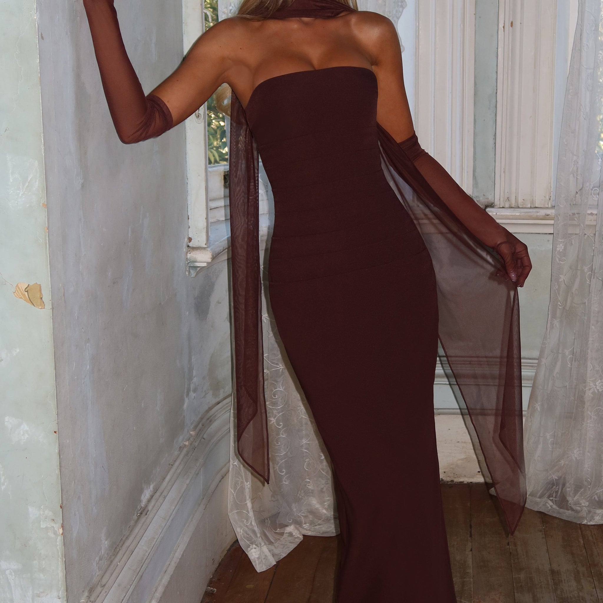 Ana Sofía Maxi Dress- Plum Brown